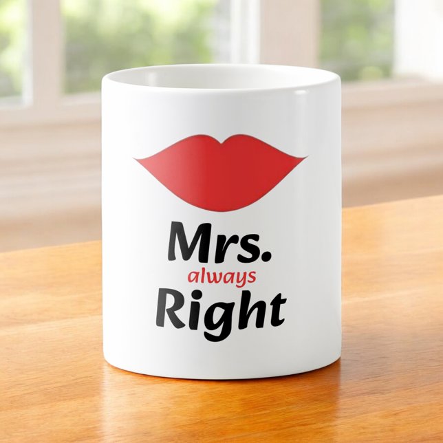 Caneca De Café Sra. Sempre Certa Lábios Vermelhos Combinando (Criador carregado)