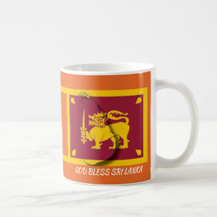 Caneca De Café SRI LANKA FLAG MAP Scripting Personalizado ORANGE