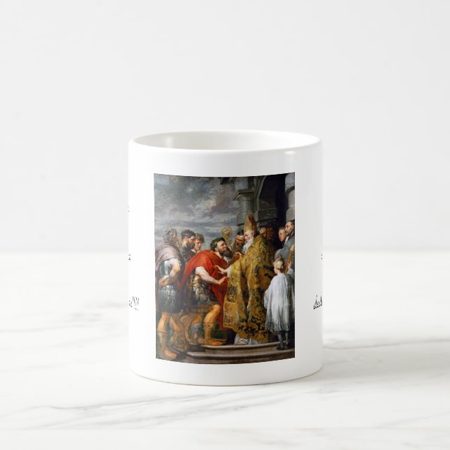 Caneca De Café St Ambrose e imperador Theodosius Paul Rubens (Centro)