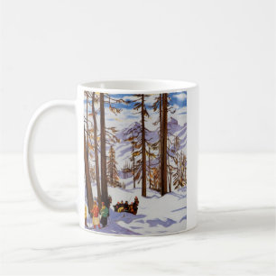 Caneca De Café St. Moritz Vintage Skiers Elegância Alpina Arte