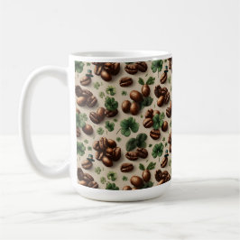 Caneca De Café St. Patrick’s Day Coffee & Shamrock Pattern