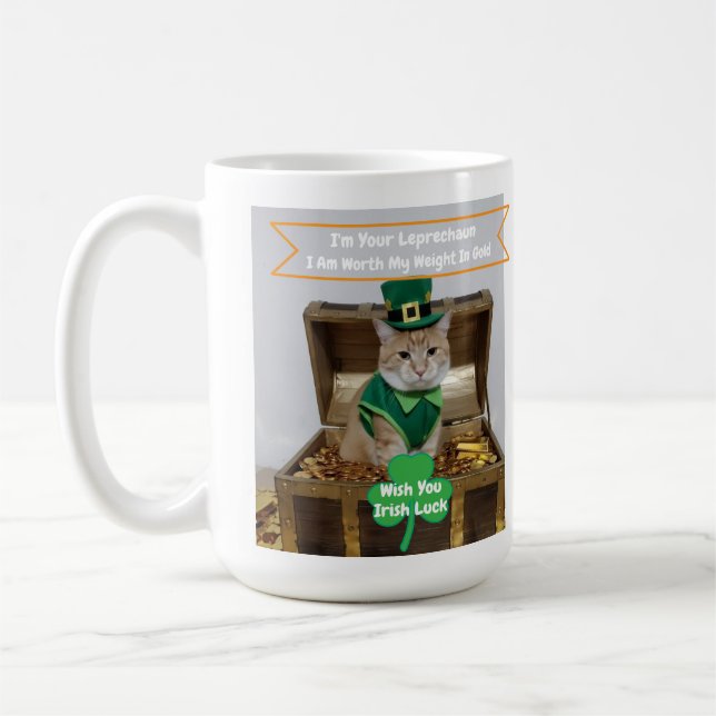Caneca De Café St Patrick's Day Cat Humor  (Esquerda)