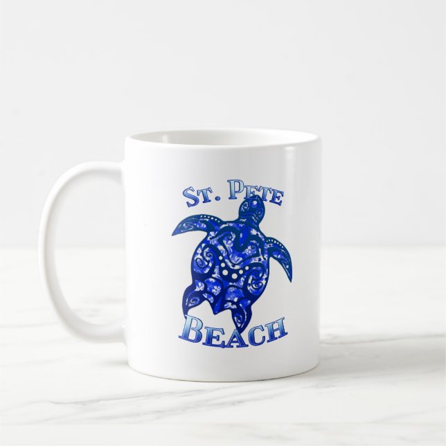 Caneca De Café St Pete Beach Florida Vacation Tribal Turtle (Esquerda)