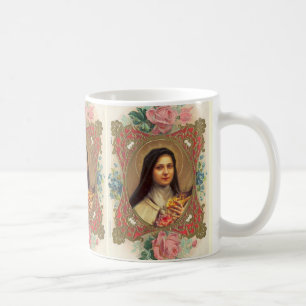 Caneca De Café St. Therese o VINTAGE pequeno dos rosas da flor