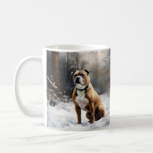 Caneca De Café Staffordshire Bull Terrier Deixe Cair a Neve Natal