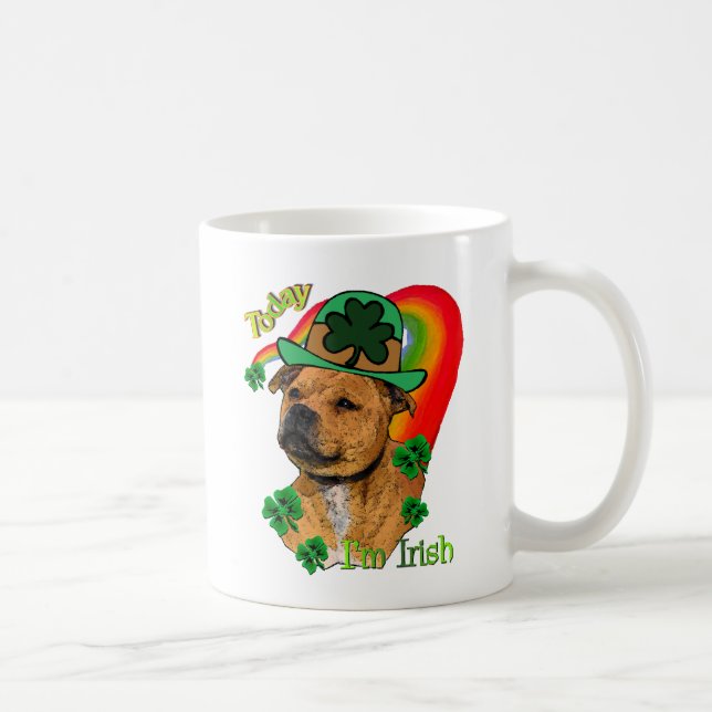 Caneca De Café Staffordshire Bull Terrier St Patricks (Direita)