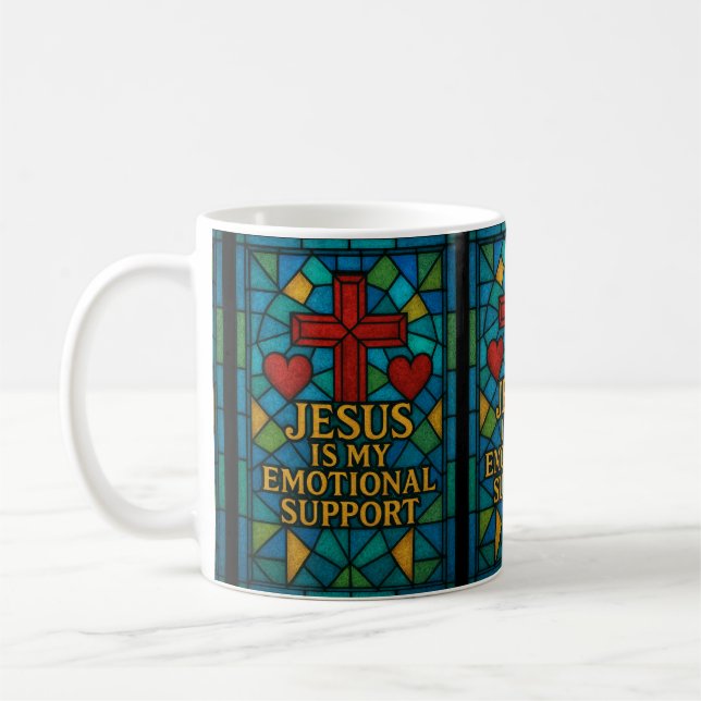 Caneca De Café Stained Glass Jesus Christian Gift (Esquerda)