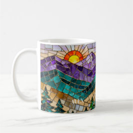 Caneca De Café Stained Glass Mountain Sunrise Mug - Nature Art Co