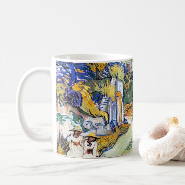Caneca De Café Stairway em Auvers por Vincent Van Gogh (Com Donut)