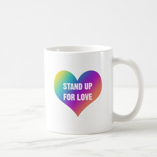 Caneca De Café Stand Up for Love (Rainbow Heart) (Direita)