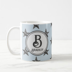 Caneca De Café Star Monograma Família Nome Inicial Náutico