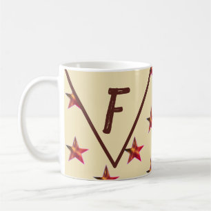 Caneca De Café Star Monograma Vermelho Tan Keepsasaame Primeira F