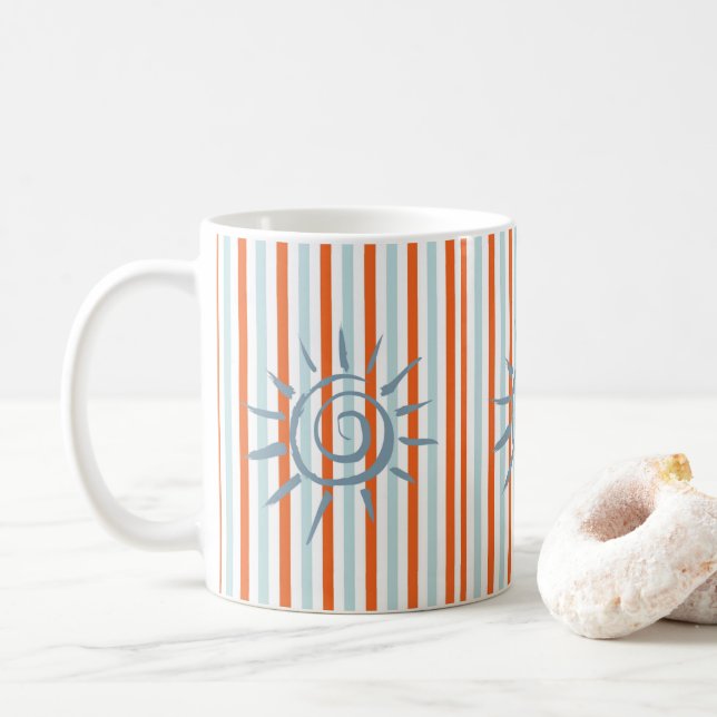 Caneca De Café Star Orange Blue Stripe Mug (Com Donut)