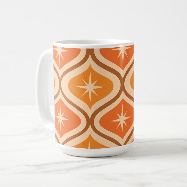 Caneca De Café Starbursts Atômicos de meio século em Laranja Ogee (Frente Esquerda)