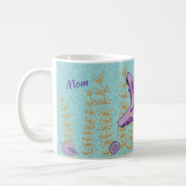 Caneca De Café Starfish Roxo Sob A Mata De Mãe Marinha (Esquerda)