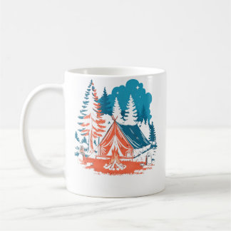 Caneca De Café Starlit Camping Tent Campfire And Pine Trees Adven