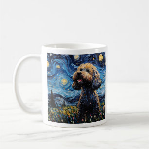 Caneca De Café Starry Canine Elegance - Herança de Van Gogh em Wa