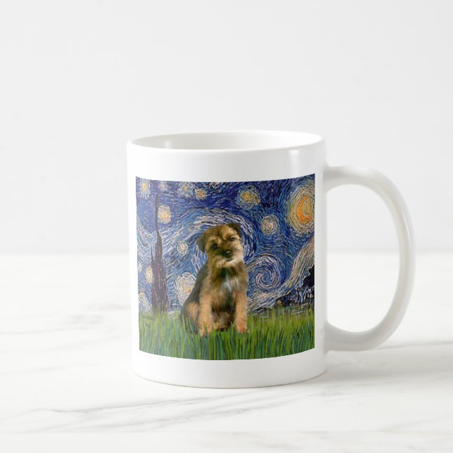 Caneca De Café Starry Night - Border Terrier #1 (Direita)