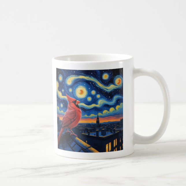 Caneca De Café Starry Night com Cardinal de Norte (Direita)