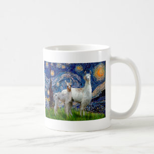 Caneca De Café Starry Night com Dois Lhamas