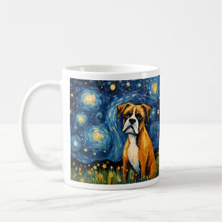 Caneca De Café Starry Night Companion - Vintage Dog em meio a Van