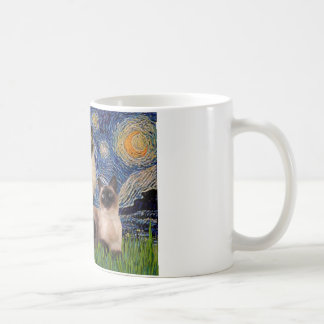 Caneca De Café Starry Night - Dois Gatos Siameses (Choc Pt)