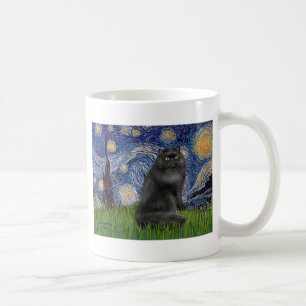Caneca De Café Starry Night - Gato Persa Negro