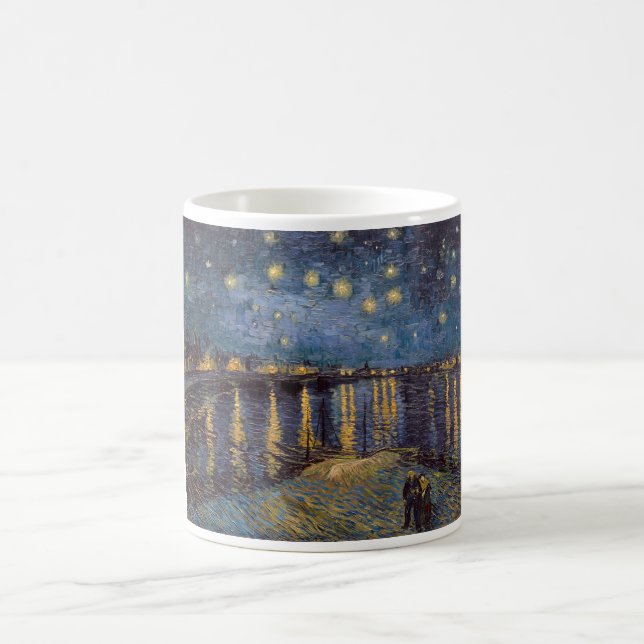 Caneca De Café Starry Night Over Rhone River por Vincent Van Gogh (Centro)