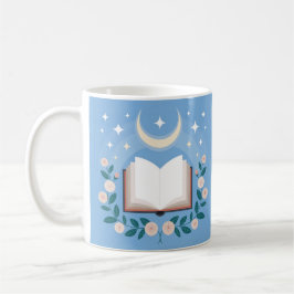 Caneca De Café Starry Sky Moon Flowers Book Lover Classic Mug