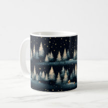 Starry Winter Forest Night Mug