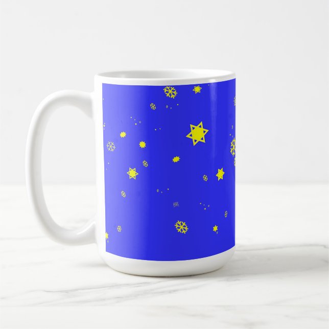 Caneca De Café Stars and Snowflakes Tempestade de neve no céu azu (Esquerda)
