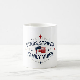 Caneca De Café Stars Stripes Family Vibes Patriotic Mug EUA