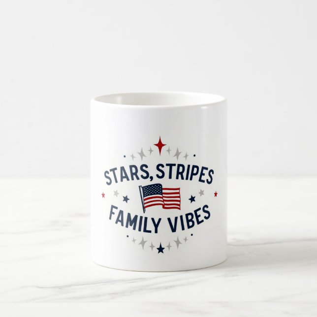 Caneca De Café Stars Stripes Family Vibes Patriotic Mug EUA (Centro)