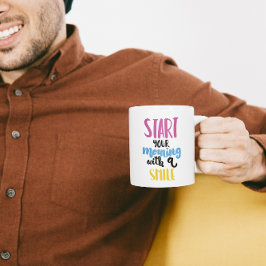 Caneca De Café Start Your Morning with a Smile – Uplifting Mug