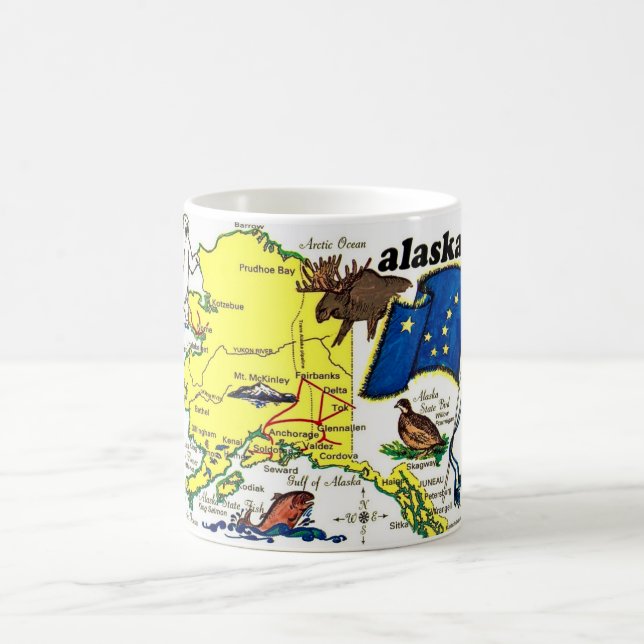 Caneca De Café State of Alaska Map Postcard Mug (Centro)