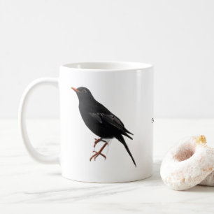Caneca de Café Stay Chirp Minimalista Preto Pássar
