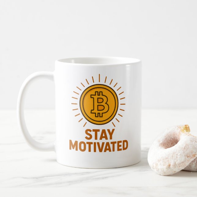 Caneca De Café Stay Motivated Bitcoin Mug (Com Donut)