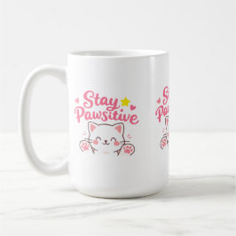 Caneca De Café Stay Pawsitive – Cute Cat Motivational Quote Desig