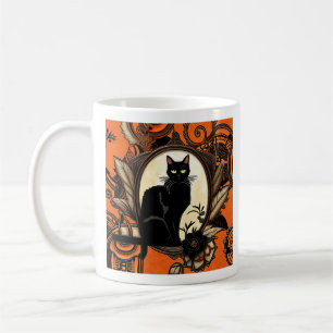 Caneca De Café Steampunk Black Cat Halloween