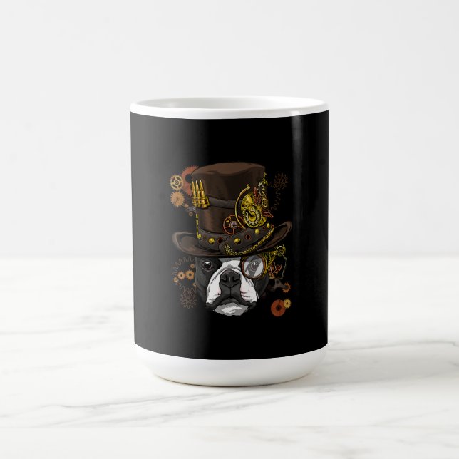 Caneca De Café Steampunk Boston Terrier Camiseta de cão Steampunk (Centro)