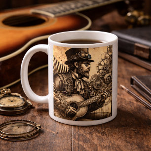 Caneca De Café Steampunk Guitar Man