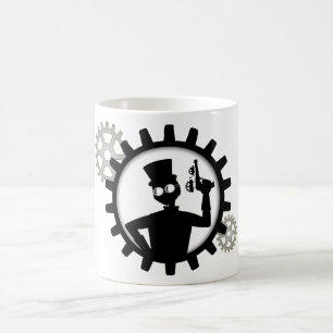 Caneca De Café Steampunk Man Segurando Uma Arma Em Gear
