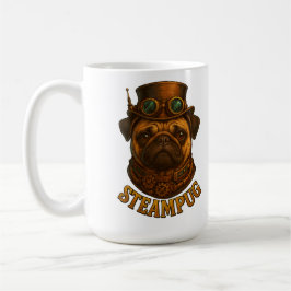 Caneca De Café Steampunk Pug Retro vintage design "Steampug"