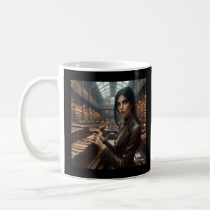 Caneca De Café Steampunk Vintage Victorian Lady Librarian