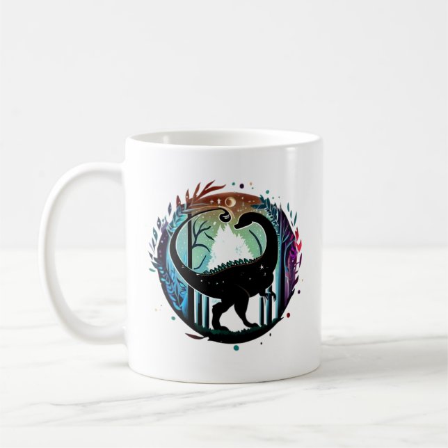 Caneca De Café Stegosaurus Dinossaur Forest Design (Esquerda)