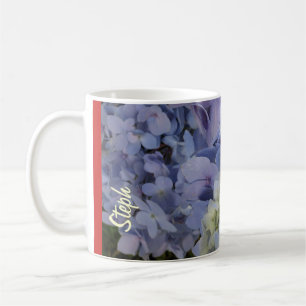 Caneca De Café Steph Hydrangeas Mug #2 com Nome Personalizável