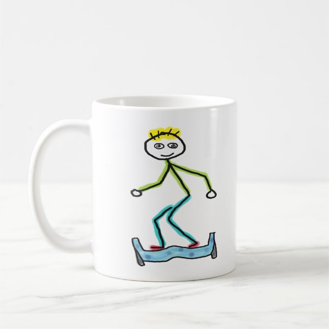 Caneca De Café Stickman de Hoverboard (Esquerda)