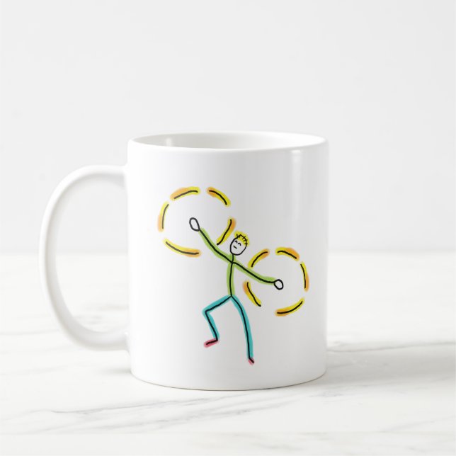 Caneca De Café Stickman Girando Poi (Esquerda)