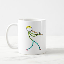 Caneca De Café Stickman Tocando Flauta