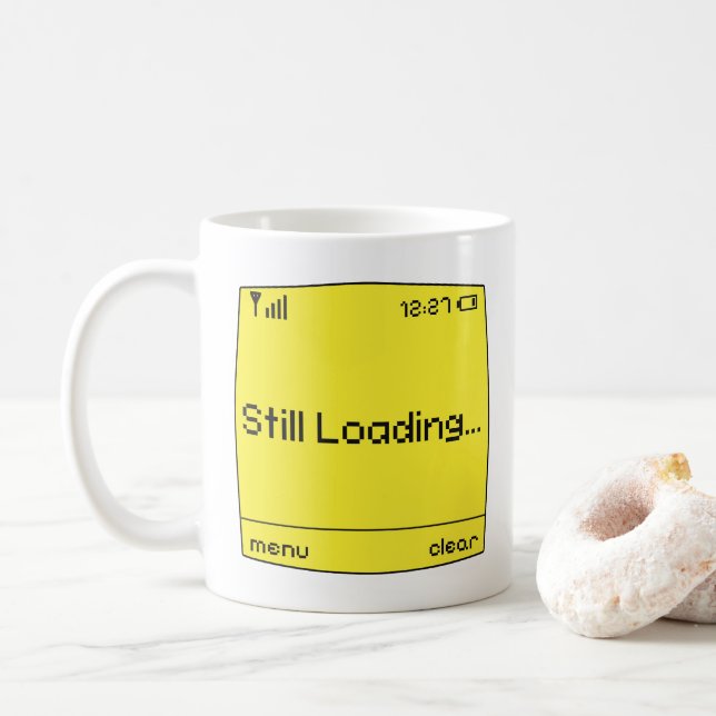 Caneca De Café Still Loading.. Retro Mobile Design Mug (Com Donut)